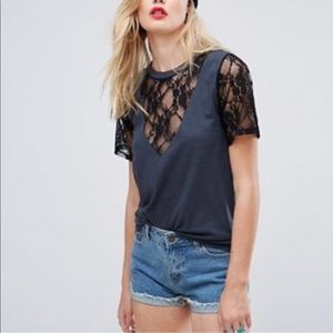 ASOS Tall T-shirt with Ravage Lace Detail